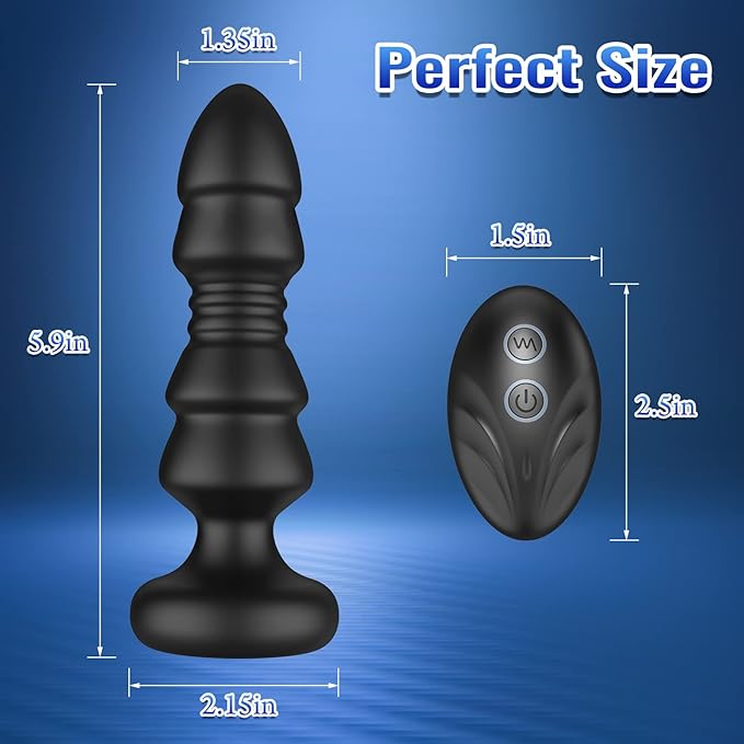 Thrusting Remote Control Butt Plug - Anal Sex Toy With Vibrating and Thrusting Modes, Prostate Massager