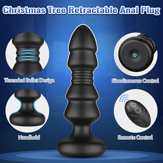 Thrusting Remote Control Butt Plug - Anal Sex Toy With Vibrating and Thrusting Modes, Prostate Massager