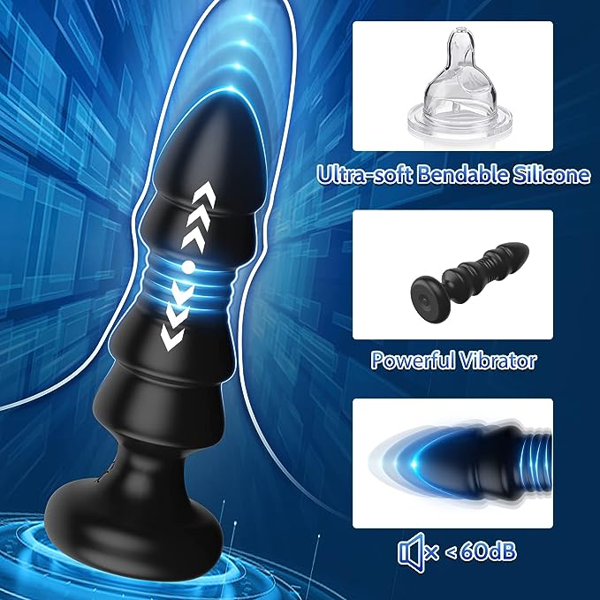 Thrusting Remote Control Butt Plug - Anal Sex Toy With Vibrating and Thrusting Modes, Prostate Massager