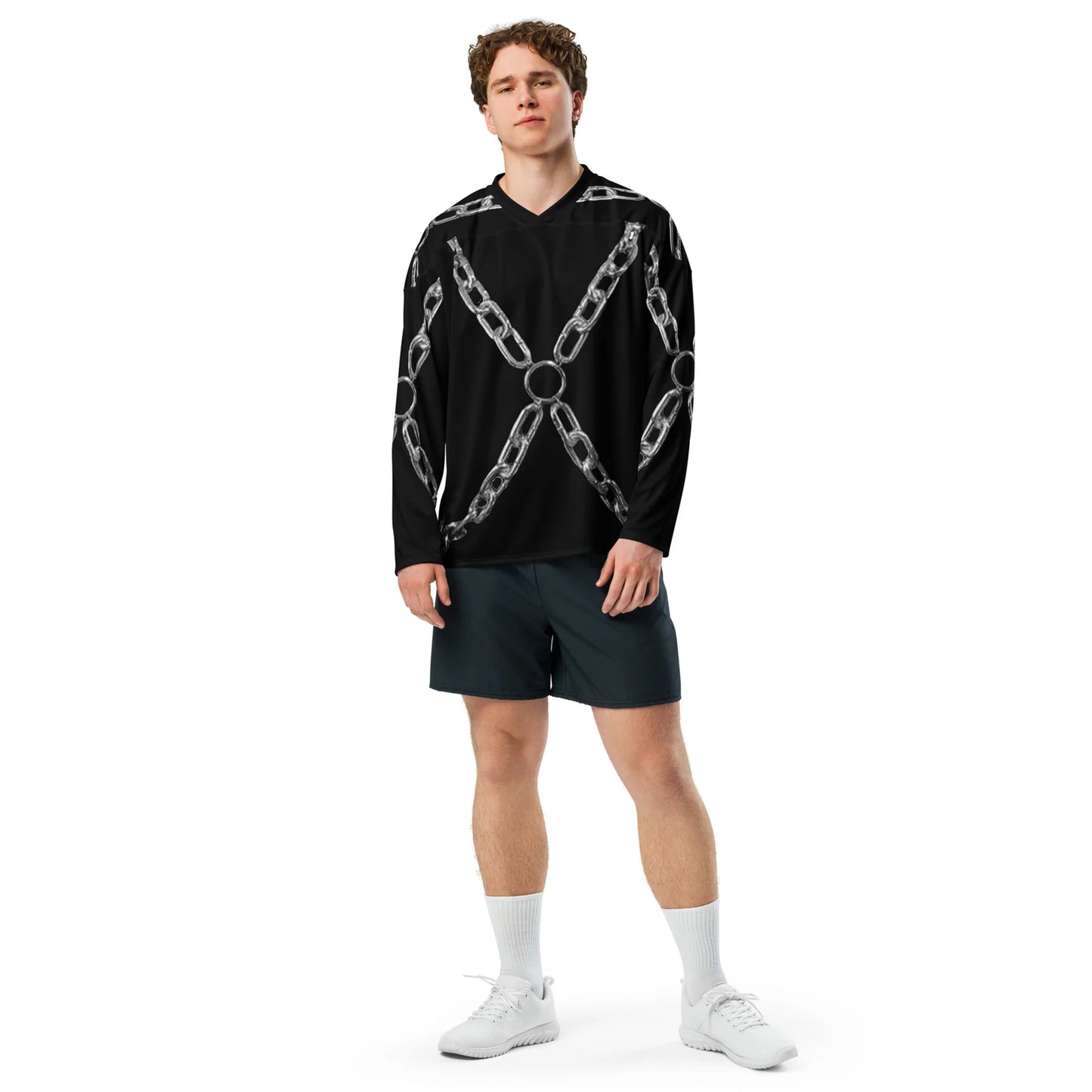 Silver Chain Harness - Hockey Jersey Black