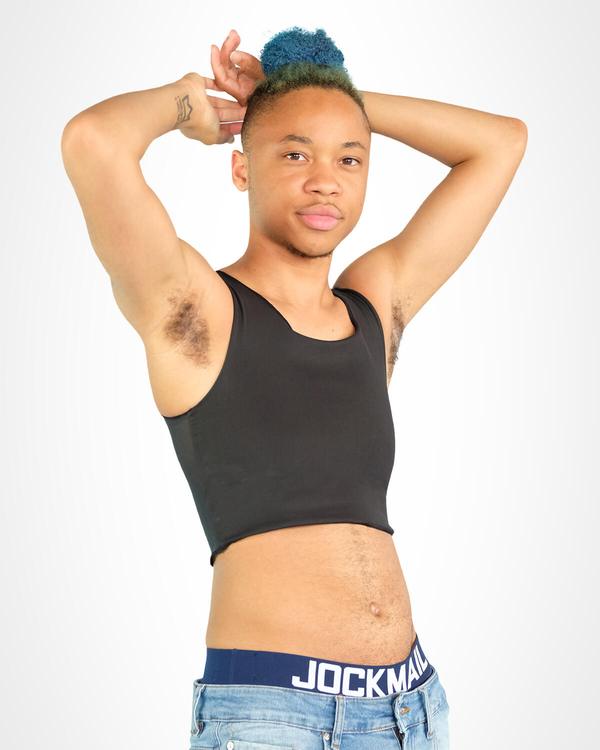 Side view of FTM chest binder