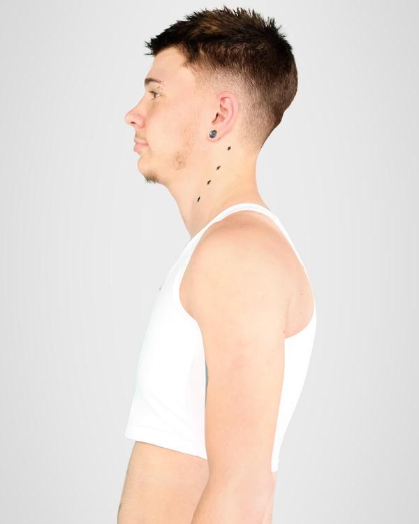 Side of a model wearing Mid Binder 2