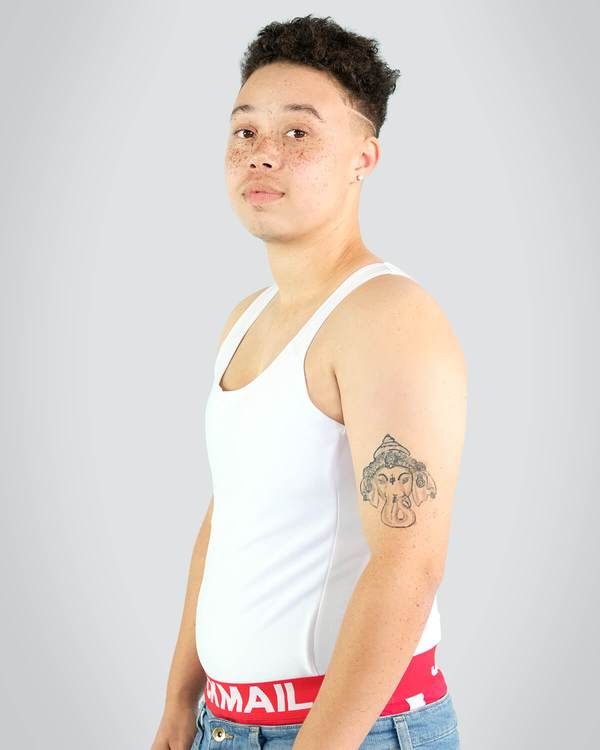 Person wearing long binder