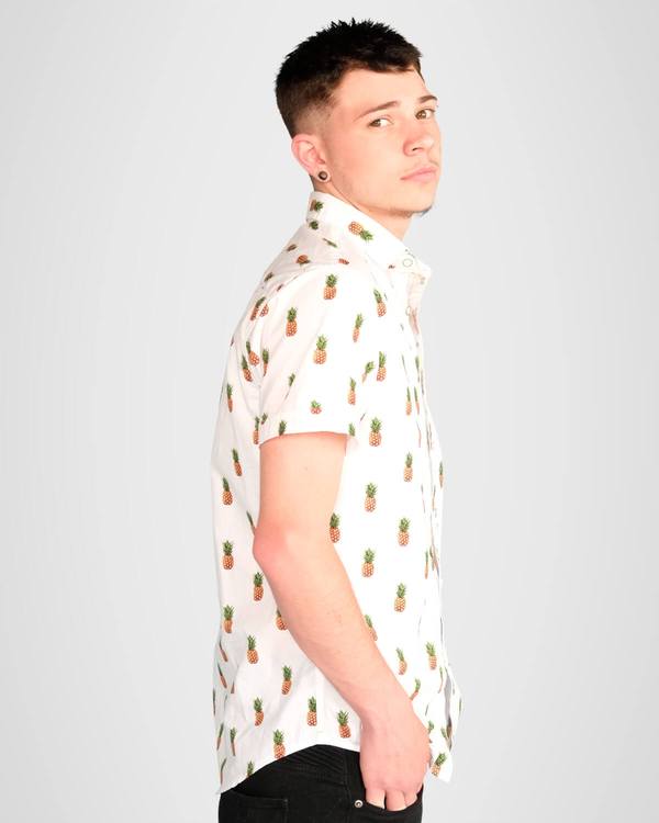 Model wearing Mid Chest Binder under the white shirt