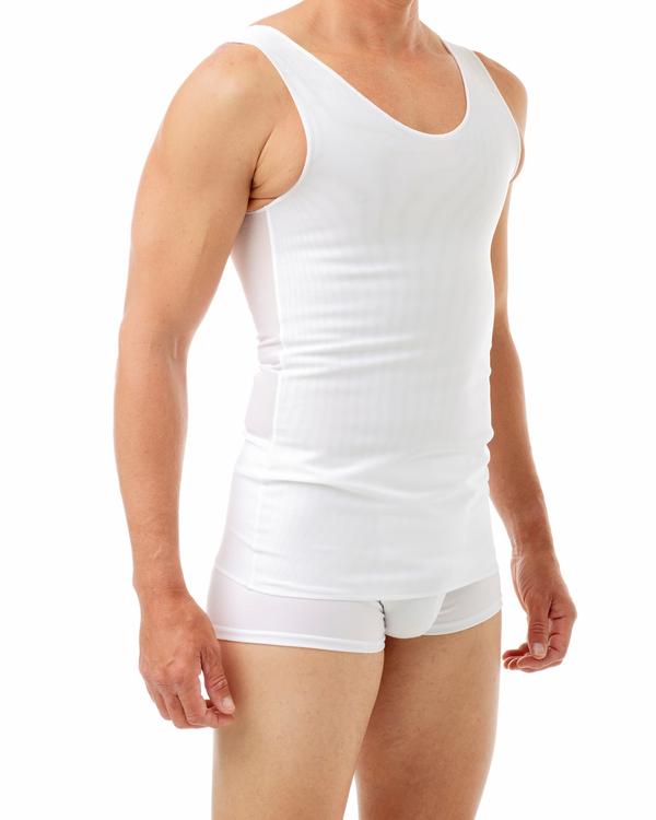 Body wearing white compression tank