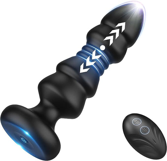 Thrusting Remote Control Butt Plug - Anal Sex Toy With Vibrating and Thrusting Modes, Prostate Massager