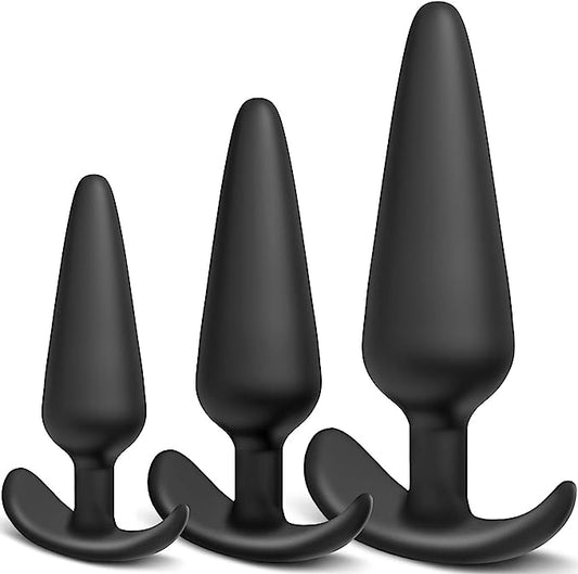 Silicone Anal Plug, Pack of 3 Butt Plugs Training Set
