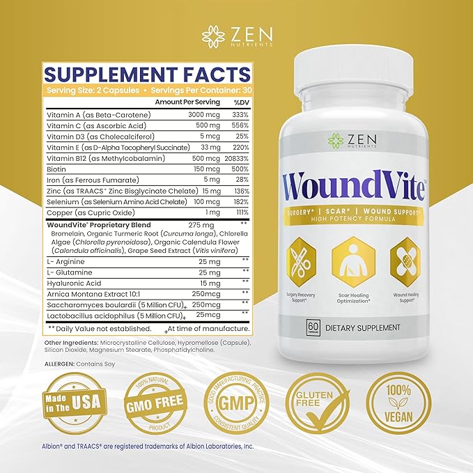 Zen Nutrients WoundVite Pre & Post Surgery Support