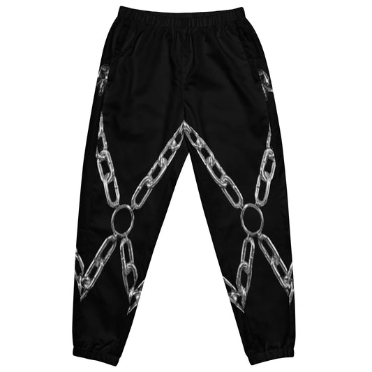 Chain Harness Black Nylon Track Pants