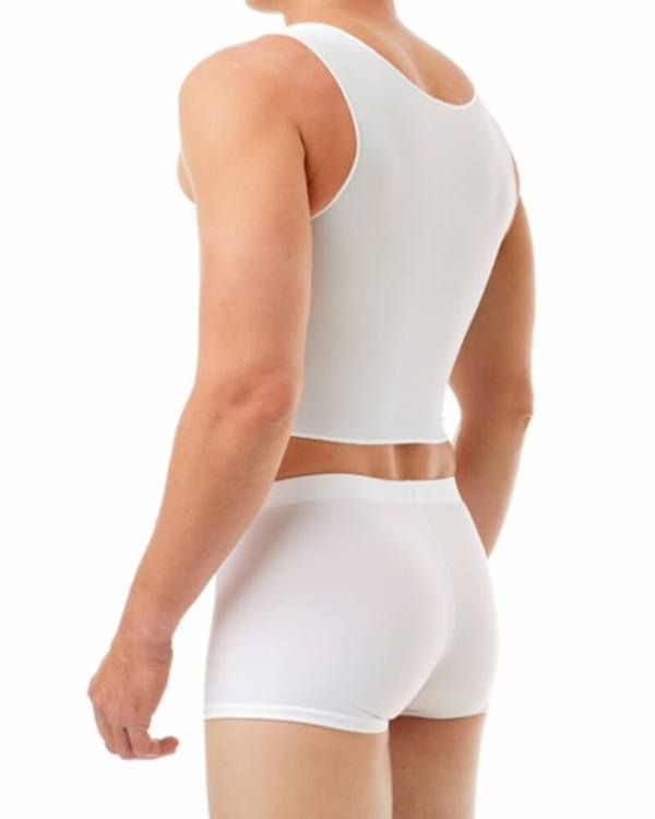 Side view of white chest binder