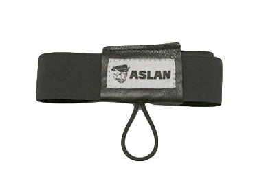 Aslan harness with a black elastic band and a loop for attaching a prosthetic device